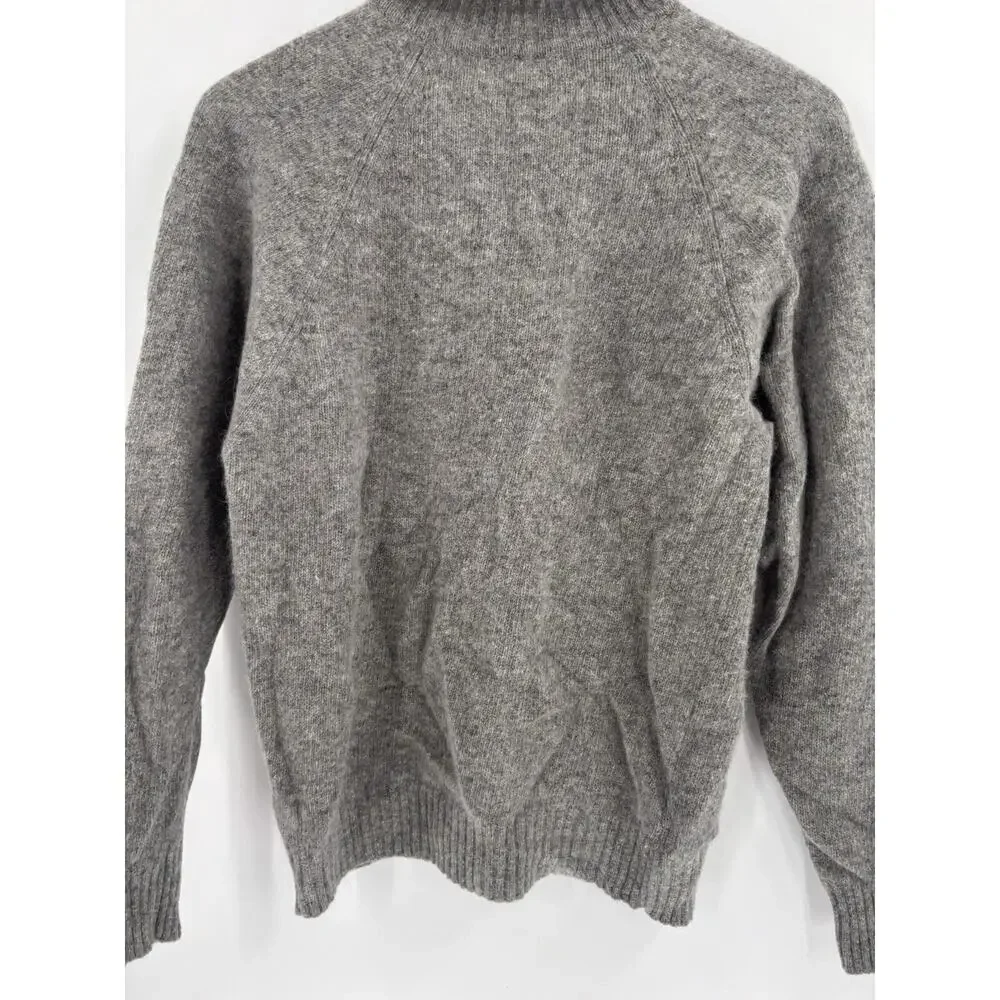 White Wheeler & Martha Sweater Womens Medium Gray Wool Rabbit Hair 1/4 Button